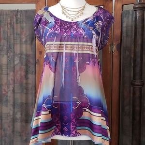 Purple sheer print tunic